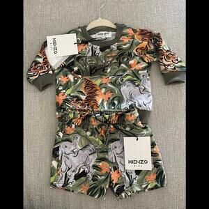 Kenzo kids shorts set crew neck sweatshirt jungle - 6m
